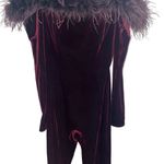 House Of CB Salima Feather Trim Off The Shoulder Long Sleeve Velvet Jumpsuit Photo 8