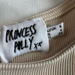 Princess Polly Women's 4 Beige Ribbed Crop Top Open Back Short Sleeve Photo 1