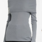 Max Mara  Leisure Lorena Off the Shoulder Ribbed Wool‎ Sweater SZ XS Grey Gray NEW Photo 0