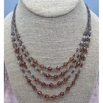 1928 Brand Multi Strand Collar Necklace Bronze Color & Amber Orange Faceted Bead Brown Photo 5