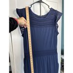 Michael Kors Women’s Mesh Cropped Flutter Sleeve Navy Jumpsuit Size Medium Photo 1