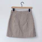 Theory Plaid Tan Checkered Mini Skirt Photo 1