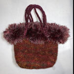 Tweed‎ Wool Bucket Bag Medium Handbag Red Fringe Photo 0