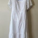 Lane Bryant  Eyelet Dress‎ 20 White Lined Tiered Puff Sleeve Boho Beachy Feminine Photo 7