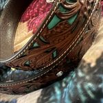 Ariat Tooled Leather Belt with Silver Buckle Large Brown Photo 2