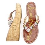 Sam Edelman Rosa Nude Ginger Beaded Thong Cork Wedge Sandal Flip Flop Size 8.5 Photo 1