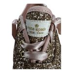 Keds Kate Spade Rose Gold pink Glitter Sneakers Size 7 Satin Laces Women Tie Photo 6