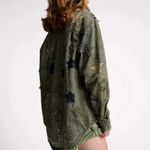 Free People  NWT One Teaspoon Everyday Denim Classic Star Shirt Petrol Green XS Photo 4