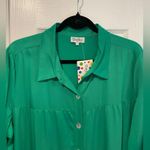 NWT Toofan Size L Jade Green Long Sleeve Pearl Button Front Tiered Shift Dress Size L Photo 3