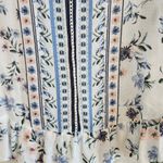 Lucky Brand Short Sleeve Floral Peasant Smocked Blouse Blue White Size XS Photo 2
