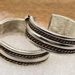 Sterling Silver TAXCO  Brass Rope Inlay Hoops Earrings Photo 1