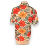 Vintage Options Melrose Silk Hawaiian Shirt Red Orange Hibiscus Floral Medium Photo 3