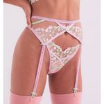 For Love & Lemons Victoria's Secret Lace Strawberry Garter Belt Pink Medium Photo 2