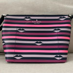 Kate Spade Women’s  New York Patrice Lip Print Pink Striped Crossbody Bag Purse Photo 4