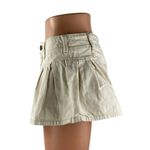 Free People We The Free Beige Mid Rise Pleated A Line Bell Denim Jean Shorts 27 Photo 1