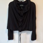 Ralph Lauren women’s active sweater black ruched cowl neck size large with butto Photo 0