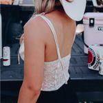 Le lis  Ivory Lace Bodysuit Small Satin Sheer Star Print Corset Straps Flirty NWT Photo 2