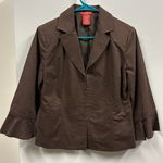 Oscar de la Renta Linen Brown 3 Quarter Bell Sleeve Hook Front Top Jacket Size 8 Photo 11