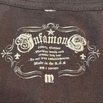 Infamous Womens Size Medium Black Skull Tattoo Roses Short Sleeve Shirt‎ V Photo 1