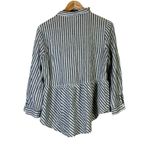 Love Note Love Notes Striped Peplum Button Up Shirt Women's Size M Green White Photo 3