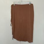 Nordstrom Open Edit Side Gather Pull On Midi Skirt Women’s L Tan Beige Photo 4