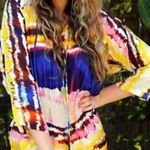 Halston Heritage NWT tie dye silk 3/4 sleeve tie front romper playsuit size 2 XS Photo 1