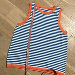 Staccato Blue White Striped Knit Sweater Tank with Orange Trim XL Photo 6