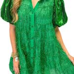 Queen of Sparkles Green Tinsel Sequin Sleeve Dress Size L Photo 0