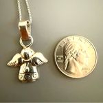 Sterling Silver Vintage Flying Angel Solid 925 Pendant with Sterling Plate Chain Photo 1