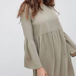 ASOS fluted sleeve smock mini dress in sage green US size 2 Photo 1