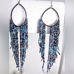 Source Unknown Tribal Handcrafted lightweight Seed Bead Hoop Fringe earrings Boho Hippie Beach Photo 1