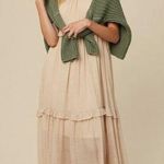 Listicle Champagne Textured Woven Halter Neck Ruffle Maxi Dress Photo 0