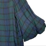 Loft  green‎ black plaid ruffle sleeve dress small Photo 3