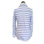 J.Crew  Womens Blouse Shirt Mid Button Sz 2 Camp Popover In Bar Stripe Blue Coast Photo 1