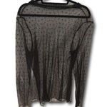 Womens Sheer Black Polka Dot Blouse XL Photo 0