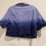 One World Ombre Denim Cropped Jacket Purple Blue Short Sleeve Women's 2X Photo 4