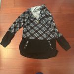 Women's Plaid Black and Blue Hoodie Size XL Photo 2