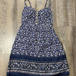 Aeropostale 2000s Y2k Blue Floral Babydoll Mini Dress Womens Size Small Photo 0