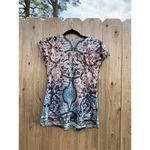 One World One‎ World Top Womens Petite Medium Boho Hippie Flowy Babydoll Short Sleeve fall Photo 3