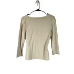 Ann Taylor  Long Sleeve V-Neck Top Dressy Wrap Style Beige Blouse Women's Med Photo 1