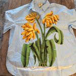 Farm Rio  Blue Banana Cocina Striped Shirt Photo 3