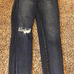 American Eagle Hi Rise Jegging Crop Jean Distressed Ripped Button Fly Women Sz 8 Blue Photo 0