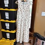 Carly Jean Los Angeles NWOT Carly Jean LA Linen Blend Cream Dress Brown Polka Dots Jumpsuit Size XL Photo 4