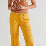 Free People This is It Y2K Low Rise Cargo Utility Pants Mustard Yellow Size 2 Photo 0
