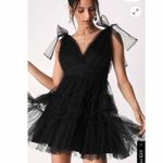 Lulus  Tulle-Proof Black Tulle Beaded Tie-Shoulder Tiered
Mini Dress XL Photo 5