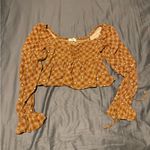 Rewind  Rust Orange Puff Sleeve Smocked Crop Top Photo 0