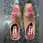 Vintage Riverstone Rosebuds Women’s Brown Leather Suede Western Clogs Y2K Size 9 Tan Photo 3