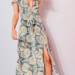 WYLDR  Paisley Printed V Neck Maxi Dress W/ Front Split Size Small Photo 0