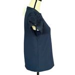 Charter Club Small Sweatshirt Top Flutter Cap Sleeve Stretch Crew Neck Navy Blue Photo 2