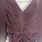 Adrianna Papell  Aubergine Embellished 3/4 Sleeve Ruched Formal Gown Size 8 Photo 11